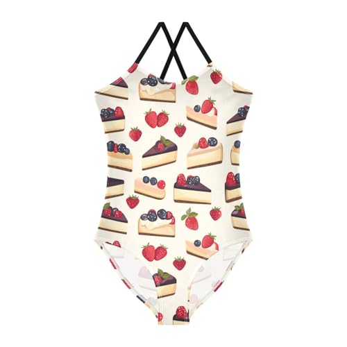 ZZKKO Fruit Cheese Cake Girls Swimsuit One Piece Bathing Suit for Baby Girls' Swimwear 3-10T