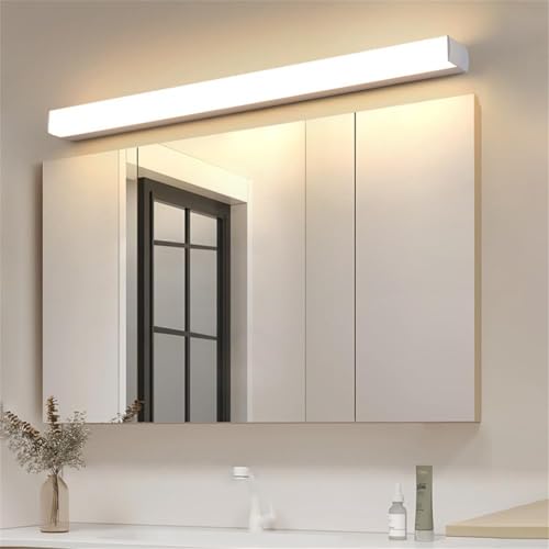 Apliques de pared largo de aluminio plata con iluminación LED para baños modernos 2