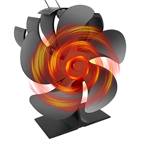 drtulz Wood Stove Fan Fireplace 5 Blade Heat Powered Stove Fans for Woods Log Wood Burner Fireplace Eco Friendly Fan for Home