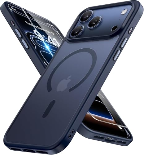 Image of keeshar MagPro case for Apple iPhone 17 Pro with Camera Protection MagSafe Compatible Protective Cover with Strong Magnetic Adsorption Shockproof Armor Polycarbonate Translucent Matte Blue