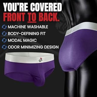 Real Men Nylon & Modal Briefs for Men – ABCD Pouch – 1, 3 & 6 Packs – Brushed Nylon & Rhino Fit – XS to 5XL, 3 Pack - Purple/Pink/Turquiose, 3XL