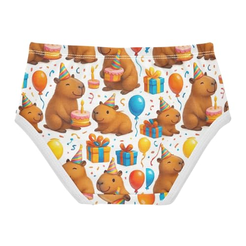 Joisal Cotton Toddlers Underwear Floral Cute Capybaras Party White Cute Panties Girl Pattern Kids Briefs Undies 2t2