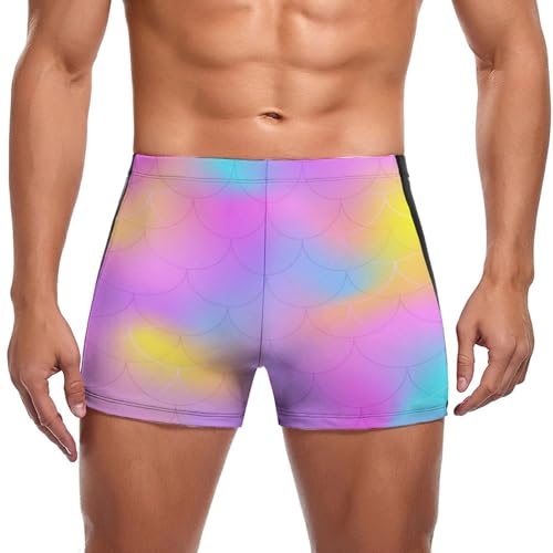 Slip de bain écailles de couleur pour homme : boxer de natation confortable