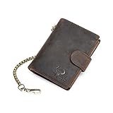 Produkt-Nr .: W1026 Le\'aokuu Herren Echtes Leder Bifold Slimfold Kartenetui und Münzetui Geldscheinfach Geldbörsen 515 (515 A Dunkelbraun)