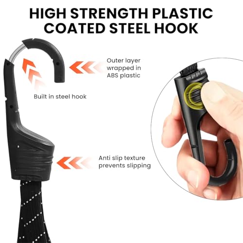 Image of STHIRA 2 Piece Heavy Duty Bungee Cord with Hook, 60cm Motorcycle & Bicycle Elastic Rope, Luggage Strap for Travel & Daily Use, Durable Quality Luggage Rope for Bikers Secure Frame Attachment
