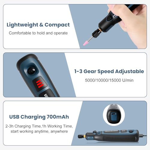Outil multifonction sans fil portable compact avec 50 accessoires rotatifs - 7