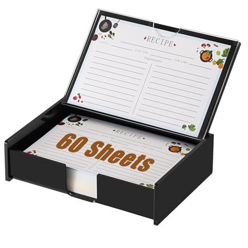 Présentoir de cartes de recettes en acrylique noir pour fiches de cuisine