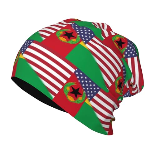 American Flag and Flag of Cape Verde Kids Leisure Elastic Knitted Hat Junior Large Size Knit Cap Child Beanie
