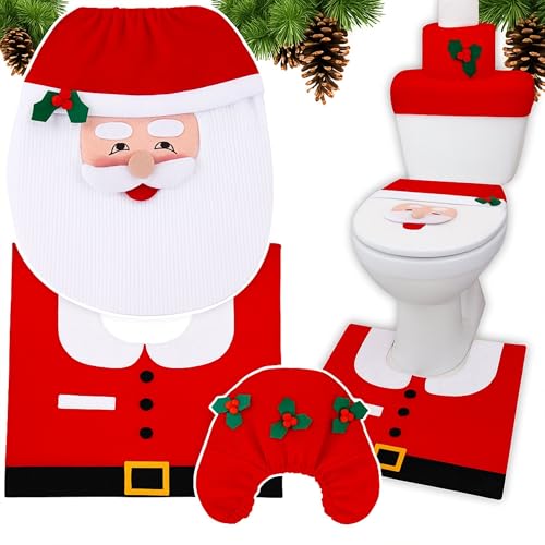 Przydasie Weihnachtsdeko Toilette Set 3-teilig – WC Deckelbezug mit...