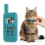 Cat Shock Collar Smallest Cat Training Collar with Remote 2000ft Range Electric Cats Bark Collar with Shock, Vibration, Beep 3 Modes to Stop Meowing, Waterproof, Rechargeable,Cyan
