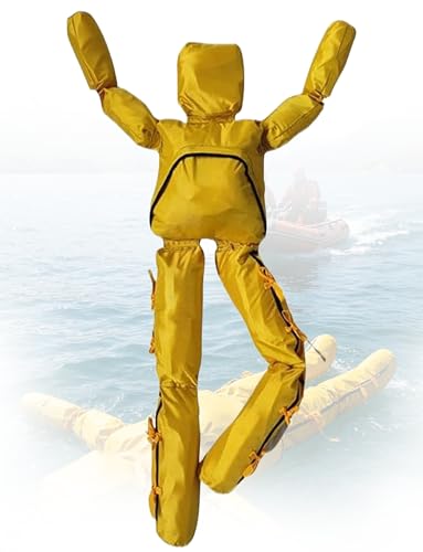 WJPDXFENG Water Rescue Training Dummy – Hollow-Core, Heavy-Duty 1680D Oxford Fabric with PVC Coating for Firefighters & Lifeguards, Custom Fill Weight (Golden Yellow, 5'9")