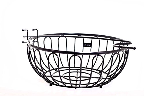 AYMAZE Fruit Bowl with Removable Banana Hanger, Black Large Baskets for Storage