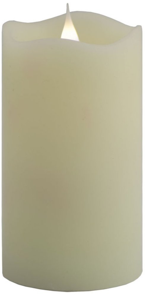 3-D Virtual Moving Flame 3 inch X 5 Inch Real Wax Flameless Candle SOLARE (Ivory)