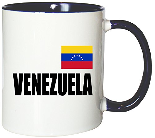 Mister Merchandise Mug Tasse à café Venezuela Fahne Flag thé Pot Grande, Couleur: Blanc-Bleu