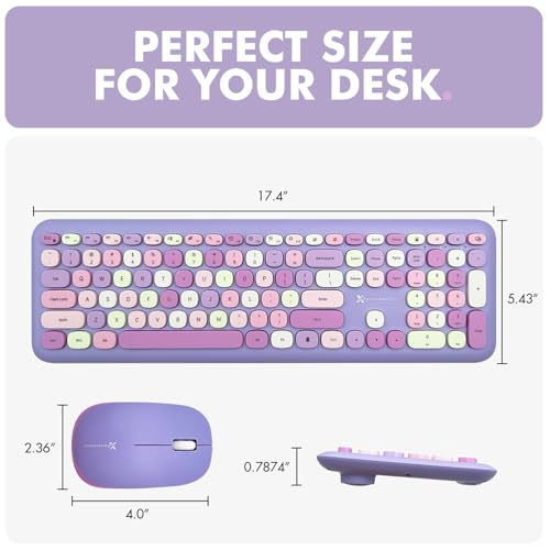 Image of X9 Performance Colorful Keyboard and Mouse Combo - 2.4G Wireless Connectivity - Transform Your Space with Cute Wireless Keyboard and Mouse Set (110 Keys /18 Shortcuts) - for PC & Chrome - Purple