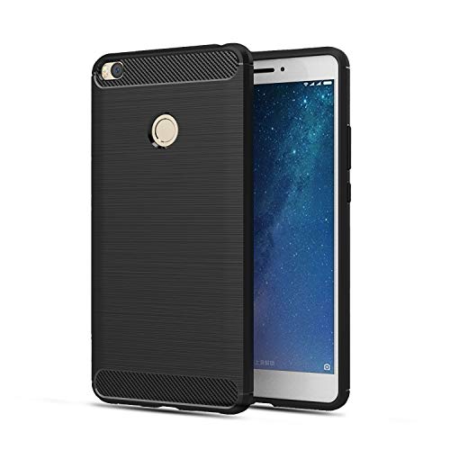 Image of JGD PRODUCTS Carbon Fiber Armor Drop Tested Shock Proof TPU Back Cover for Redmi Mi Max 2 (Black)