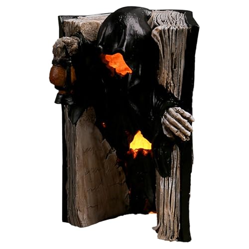 Statue squelette lecteur en résine phosphorescente pour décoration d'Halloween - 2