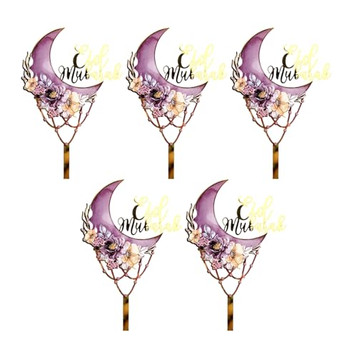 Psdndeww 5 Décoration Gâteau Eid Theme Cake Toppers Party Food Points Texture Acrylique Convient pour Célébration des Vacances