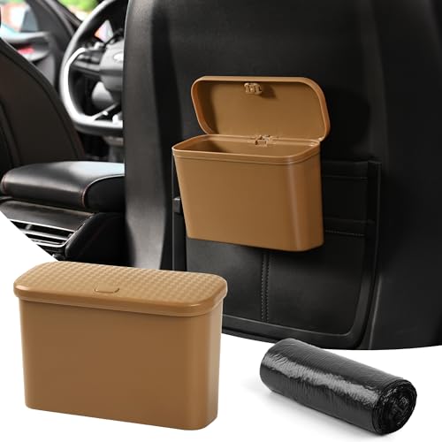 Image of Car Trash Can, Waterproof Multi Functional Auto Trash Bin for Door /Console /Seat Back,Leak-Proof Trash Can for Car, Truck, SUV - Essential Car Accessories for Organization (khaki2)