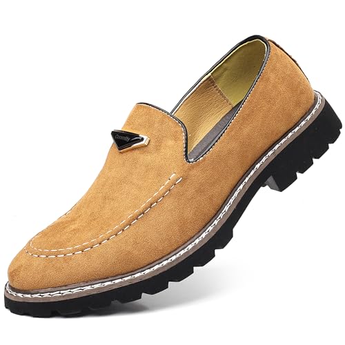 Coramtty Men's Dress Loafers Classic Comfort Vintage Suede Slip On Business Work Driving Walking Casual Shoes