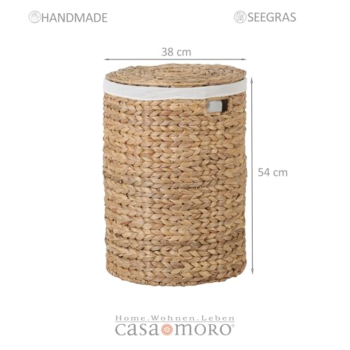 Round Laundry Basket Bathroom Basket 54 cm Laundry Box with Lid Seagrass Natural Skandi Boho Country House Zenta M IN810 - Image 2