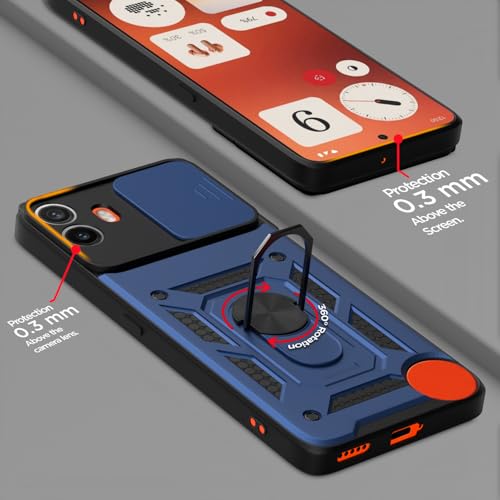 Image of Pikkme D10 Tough Armor Bumper Case | 360 Protection Case | Sliding Camera Shield Cover & Ring Holder Stand Back Cover for CMF by Nothing Phone 1 (Blue)