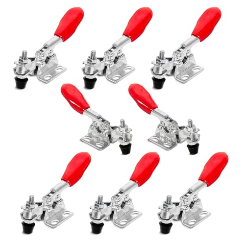 POWERTEC 8PK Small Toggle Clamp, 60 lbs Holding Capacity, 201 Quick Release Horizontal Adjustable Clamps for Woodworking Jigs and Fixtures, Welding, Drill Press, Table Saw Sled, Tool Boxes (20321-P2)