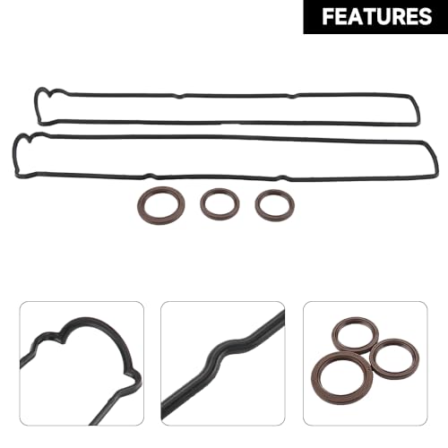 Image of Engine Valve Cover Gasket Kit Left Right - Compatible for Lexus GS300 1993-2005, SC300 1991-2000 for Toyota Crown Saloon 3.0L 1991-2001 - Replace Part 11214-46011, 1121346030