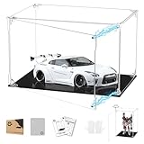 KUKER フィギュアケース UVカット アクリルケース マグネット付き 前扉 コレクションケース ディスプレイケース ショーケース 組み立て式 防汚れ 手袋 クリーニングクロス付き (幅30×奥行20×高さ20cm,台座黒)
