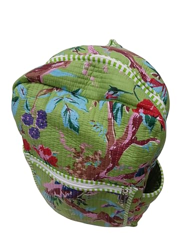 Image of Doraya Cotton Quilted Unisex Backpack Hand Block Floral Printed Design Stylish Eco-Friendly Bag for School, Travel, and Everyday Adventures