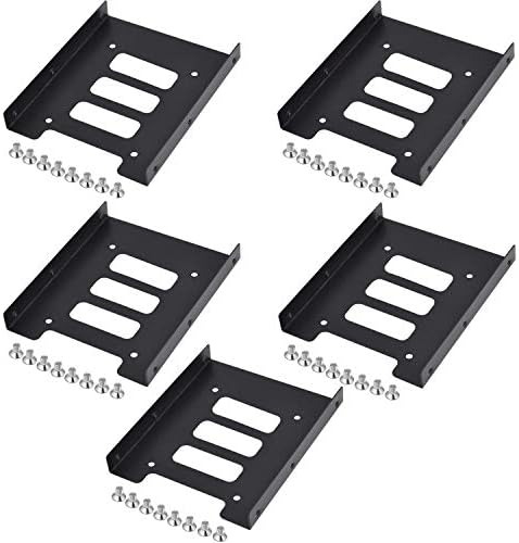 TRIXES Pack of 5 Black Metal Internal Mounting Kits for 2.5 Inch SSD Laptop Drives & 3.5 Inch Hard Disk Drives - Brackets for Hard Drive - High Performance Mounting Replacements for Hard Drives