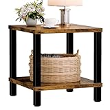 HHETOGOL End Table, Side Table 20 Inch Square, Easy Put Together, No Tools Required to Assemble, for Living Room, Bedroom, Stable Frame, Rustic Brown XXCTG04R …