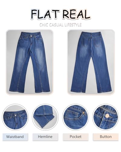 Necooer Womens Jeans Stretchy Casual Boyfriend Wide Leg Washed Sexy Baggy Denim Pants for Women Trendy4