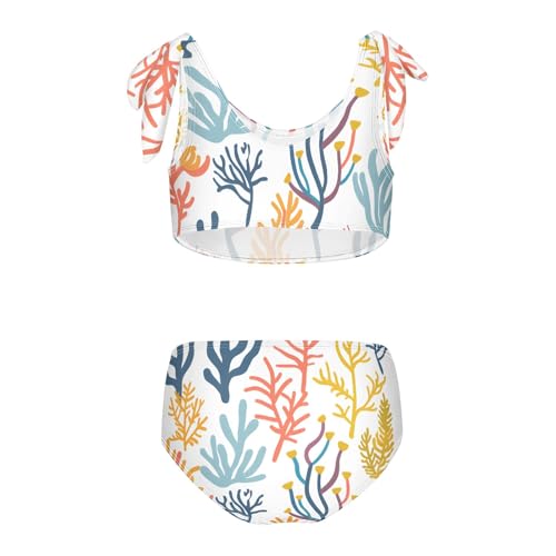 Girls' Bikini Set, Sea Corals Different Seaweed Kids Swimsuit 2 Pcs Beach Bathing Suit2