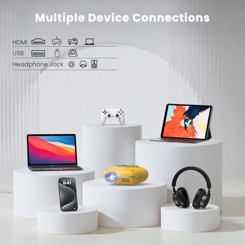 Image of HOMPOW Mini Projector, 1080P Supported Portable Bluetooth projector