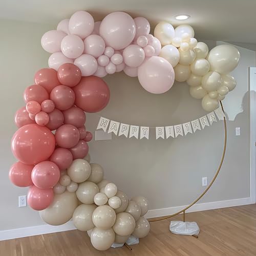 Image of Dusty Pink Balloon Arch Kit 115Pcs Retro Blush Pink Sand White Balloons Garland Kit Neutral Boho Peach Nude Beige Cream Birthday Party Balloons for Girls Women Baby Shower Bridal Wedding Decorations