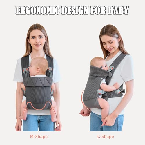 IULONEE Mochila Portabebés para Bebe Multifuncional Baby Carrier Wrap Ergonómicas Portabebés Ajustable Porteo Bebe Delantera y Trasera Carrier Adecuado para Niños y Niñas Gris Oscuro - imagen 6