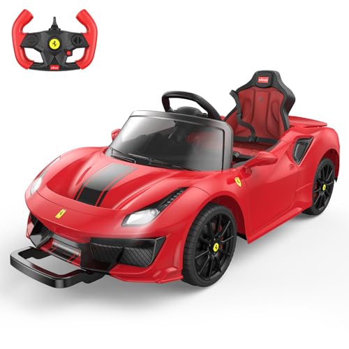 DIKEP 12V Kids Electric Ride On Car, Licensed Ferrari 488