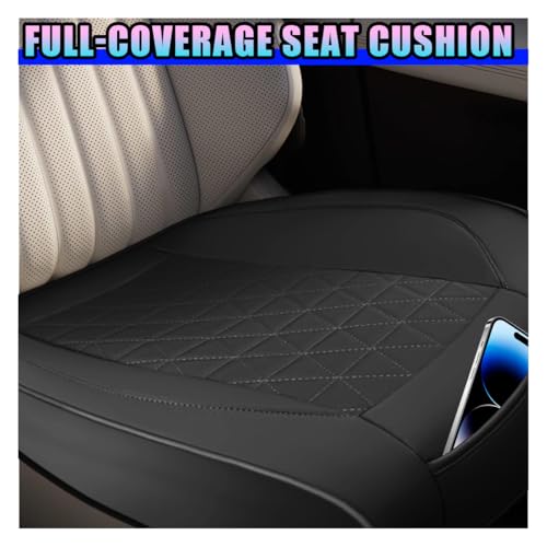YoRise Luxury Faux Leather Car Seat Cover, Anti-Slip Waterproof Automotive Seat Covers with Storage Pocket, Full Wrap Front Bottom Car Seat Protector Cushion for Most Cars, Trucks, SUVs (Black)