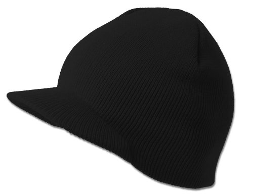 TOP HEADWEAR Solid Cuffless Beanie Visor - Black