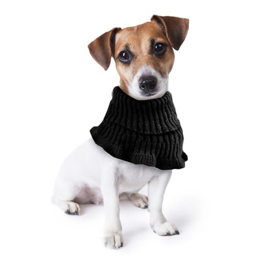 Hund Snood Ohrenwärmer - Beruhigende Ohrenschützer Für Hunde, Hundeschal für Hundehals, Hals und Ohrenwärmer, Haustierhaube für Outdoor-Reisen 25 x 16 cm (Schwarz)