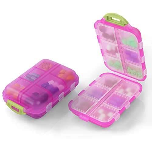 AOOWU Pilulier Portable, Pilluliers Journalier 7 Jours, Pilulier Avec 12 Compartiments, Plastique Boîtes à Pilules, Distributeur De Pilules Médicaments Pour...