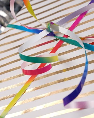 Image of PartyWoo Rainbow Ribbon, 500 Yard Curling Ribbon for Crafts, Iridescent Color Wrapping & Gift exchanging, Crimped String, Holographic Balloon Tassel, Florist Flower Roll