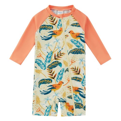 Image of Baby Boy Swimsuit Rash Guard Shirts Toddler Boy Swimwear Full Zipper UPF 50+ Sun Protection Infant One Piece Bathing Suit