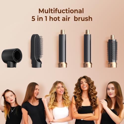 Image of 5 in 1 Blow Dryer Brush, Upgrade Hair Dryer Brush Air Curler Air Curl Wrap