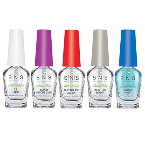 SNS Liquid Set 5 0.5oz - EA Bond, GELOUS Base, Sealer Dry, Gel Top, Brush Saver