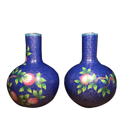 LONDAEE Par de jarrones de cobre puro con filigrana de cloisonné para decoración del hogar