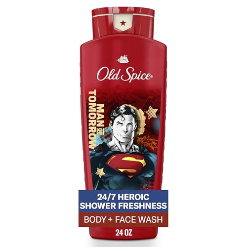 Image of Old Spice Body Wash for Men, Superman: Man of Tomorrow, 3X Defense, 24 /7 Shower Fresh with Lasting Scent, Cleansing 2-in-1 Body & Face Wash, Smell Like a Hero, Bright Citrus and Cosmos Scent, 24 oz