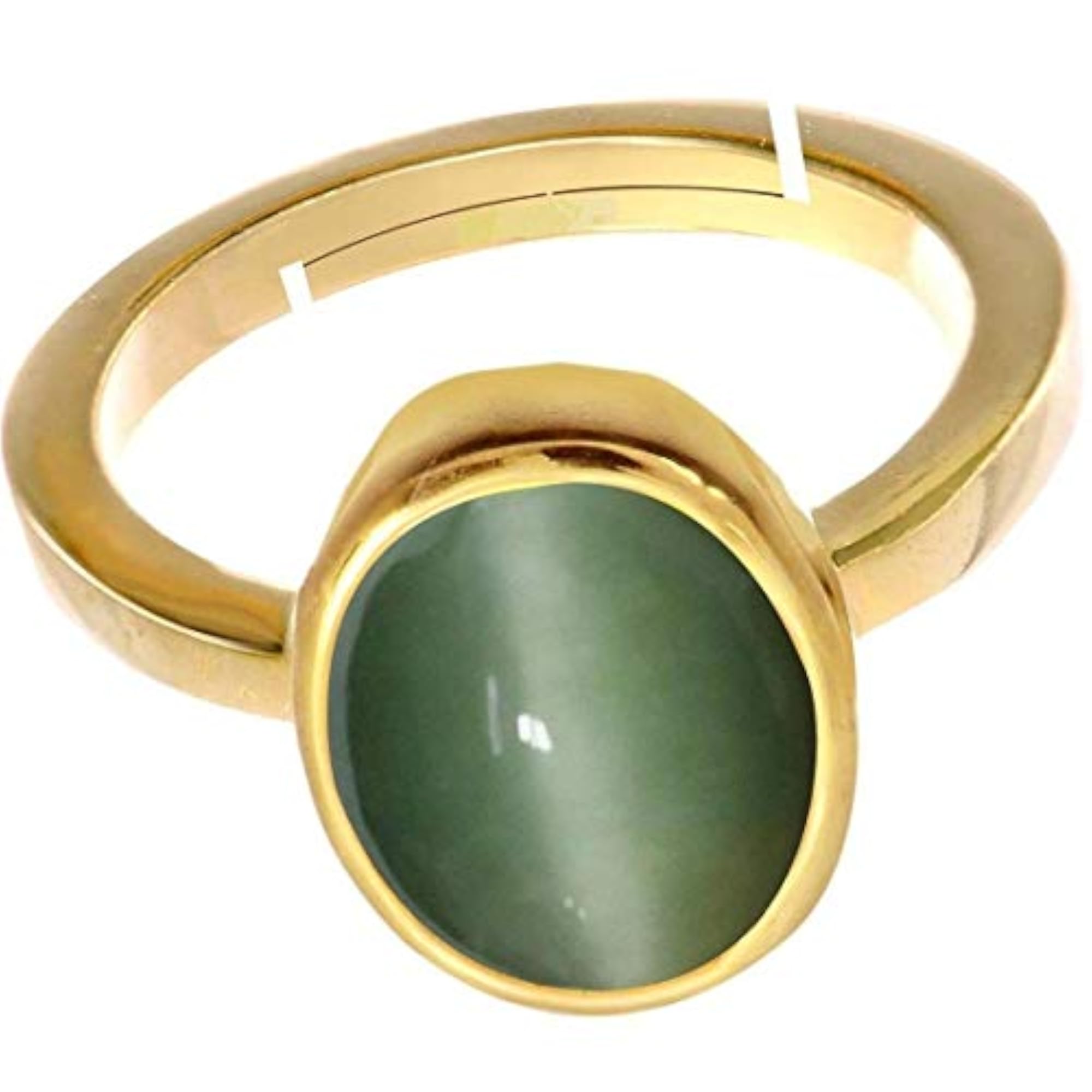Natural Cat's Eye Lehsunia Stone Gold Plated Adjustable Ring