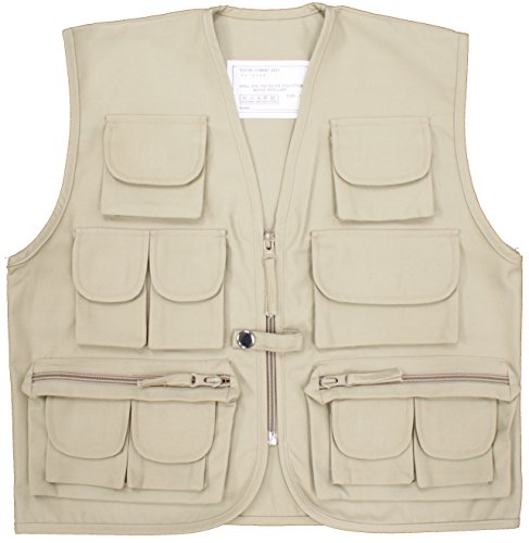 Kids Multi Pocket Waistcoat Army Clothing Cadet Uniform (11-12 Years (XL), Beige)